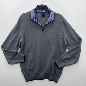 Tailorbyrd Collection Mens XL 1/4 Zip Sweater Gray‎ Cotton Textured